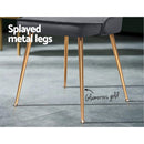 Set of 2 Dining Chairs Retro Chair Cafe Kitchen Modern Iron Legs Velvet Grey