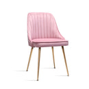 Set of 2 Dining Chairs Retro Chair Cafe Kitchen Modern Iron Legs Velvet Pink