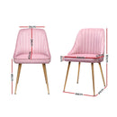 Set of 2 Dining Chairs Retro Chair Cafe Kitchen Modern Iron Legs Velvet Pink