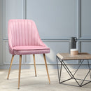 Set of 2 Dining Chairs Retro Chair Cafe Kitchen Modern Iron Legs Velvet Pink