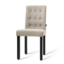 Set of 2 DONA Dining Chair Fabric Foam Padded High Back Wooden Kitchen Beige