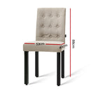 Set of 2 DONA Dining Chair Fabric Foam Padded High Back Wooden Kitchen Beige