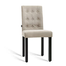 Set of 2 DONA Dining Chair Fabric Foam Padded High Back Wooden Kitchen Beige