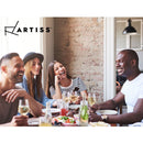 Set of 2 DONA Dining Chair Fabric Foam Padded High Back Wooden Kitchen Beige