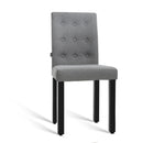 Set of 2 DONA Dining Chair Fabric Foam Padded High Back Wooden Kitchen Grey