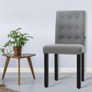 Set of 2 DONA Dining Chair Fabric Foam Padded High Back Wooden Kitchen Grey