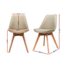 Set of 2 DSW Dining Chairs Retro Replica Kitchen Chair Cafe Beige Fabric