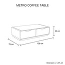 Metro Coffee Table Black Glass & White Painting