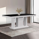Espresso Dining Table Black Glass & White Painting