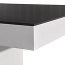 Espresso Dining Table Black Glass & White Painting