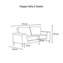 Hopper 2 Seater Fabric Sofa Light Grey Colour
