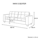 Nikki Sofa Black Colour 3 Seater PU Leather