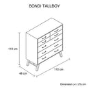 Bondi Tallboy 7 Drawers Ozzy Colour