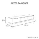 Metro TV Cabinet Black Glass & White Painting