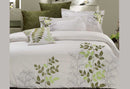King Size Fantine Sylvan Green Leaf Pattern White Quilt Cover Set(3PCS)