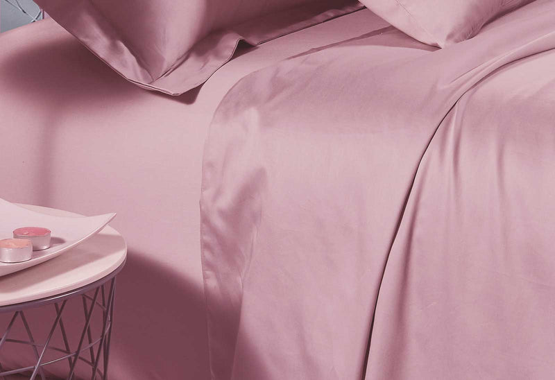 King Size 500TC Cotton Sateen Fitted Sheet (Pink Color)