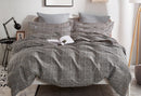 Queen Size Cotton Grey Rectangle Quilt Cover Set (3PCS)