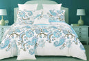 King Size Cotton White Blue Paisley Quilt Cover Set (3PCS)