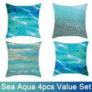 Aqua Blue Sea Style Cushion Covers 4pcs Pack