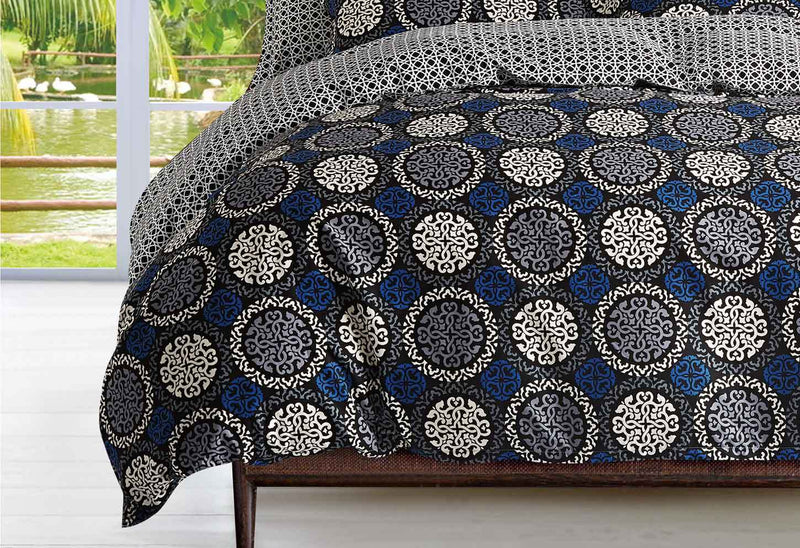 Queen Size Circular Floral Quilt Cover Set (3PCS)