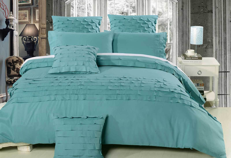 Queen Size Sens Aqua Quilt Cover Set (3PCS)