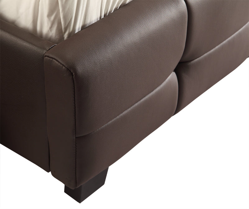 Queen PU Leather Deluxe Bed Frame Brown