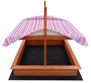 Kids Wooden Toy Sandpit with Adjustable Canopy