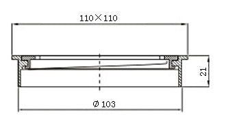 Square Black Floor Grate Drain 110 mm Full Brass Construction