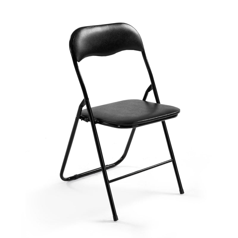 Set of 6 Portable Vinyl Folding Chair Padded Seat Steel Frame Black 6 Pack