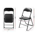 Set of 6 Portable Vinyl Folding Chair Padded Seat Steel Frame Black 6 Pack
