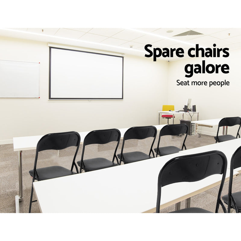 Set of 6 Portable Vinyl Folding Chair Padded Seat Steel Frame Black 6 Pack