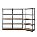 3x0.9M 5-Shelves Steel Warehouse Shelving Racking Garage Storage Rack Black