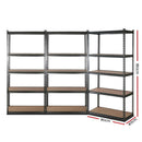 3x0.9M 5-Shelves Steel Warehouse Shelving Racking Garage Storage Rack Grey