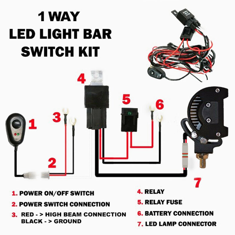 DT Wiring Loom Harness Kit Fuse Relay Switch LED Work Driving Light Bar