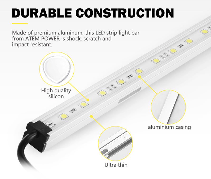 4x Camping LED Light Strip Bar Aluminium Waterproof Tent Boat Caravan 4x4 12V