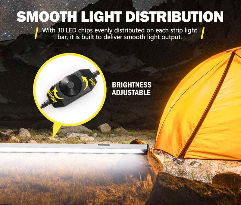 4x Camping LED Light Strip Bar Aluminium Waterproof Tent Boat Caravan 4x4 12V