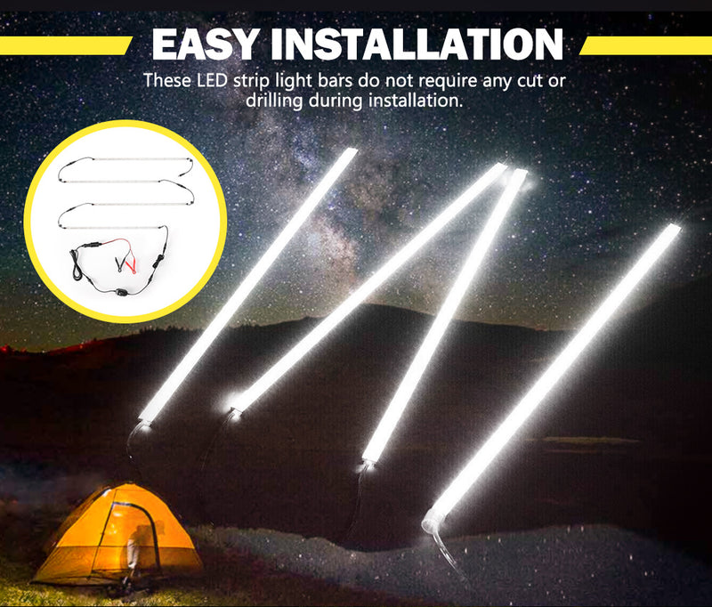 4x Camping LED Light Strip Bar Aluminium Waterproof Tent Boat Caravan 4x4 12V