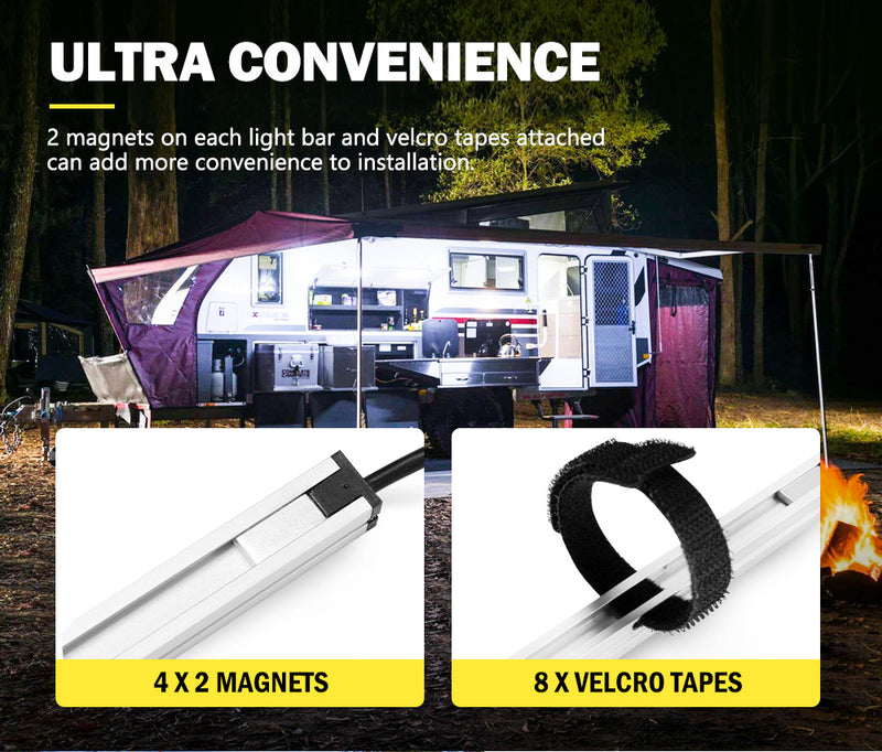 4x Camping LED Light Strip Bar Aluminium Waterproof Tent Boat Caravan 4x4 12V