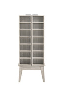 Multimedia DVD CD Storage Cabinet With Hidden Compartment In White Oak