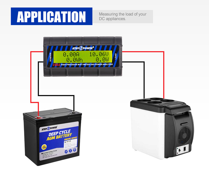 200A Watt Meter Power Analyser Digital Lcd Volt Amp Solar Caravan +2 Plug