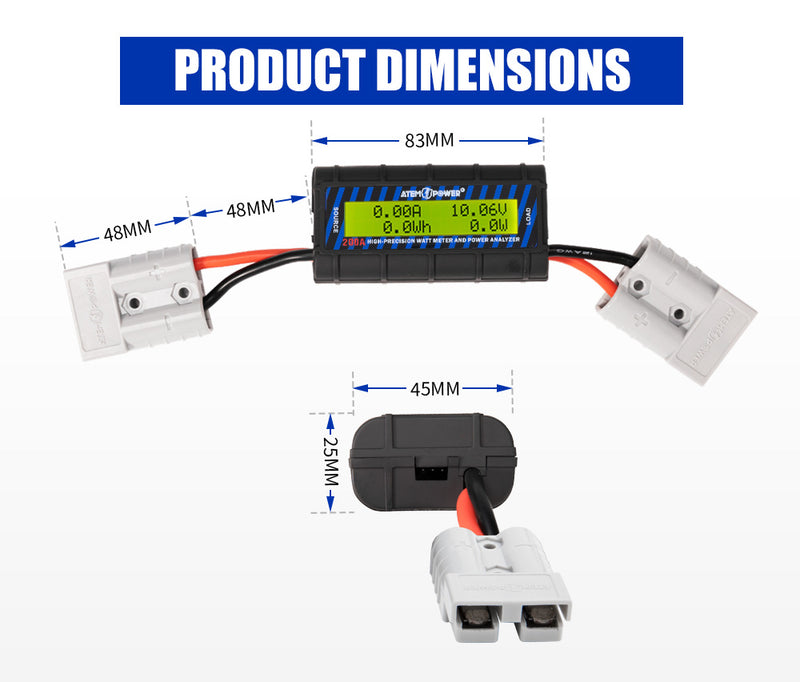 200A Watt Meter Power Analyser Digital Lcd Volt Amp Solar Caravan +2 Plug