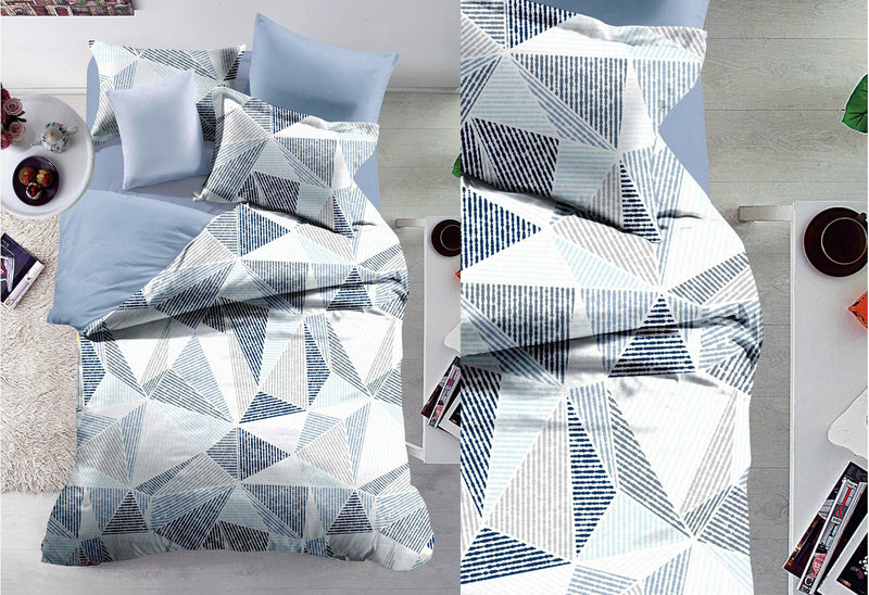 King Size Halsey Grey and White Geometric Pattern Quilt Cover Set (3PCS)
