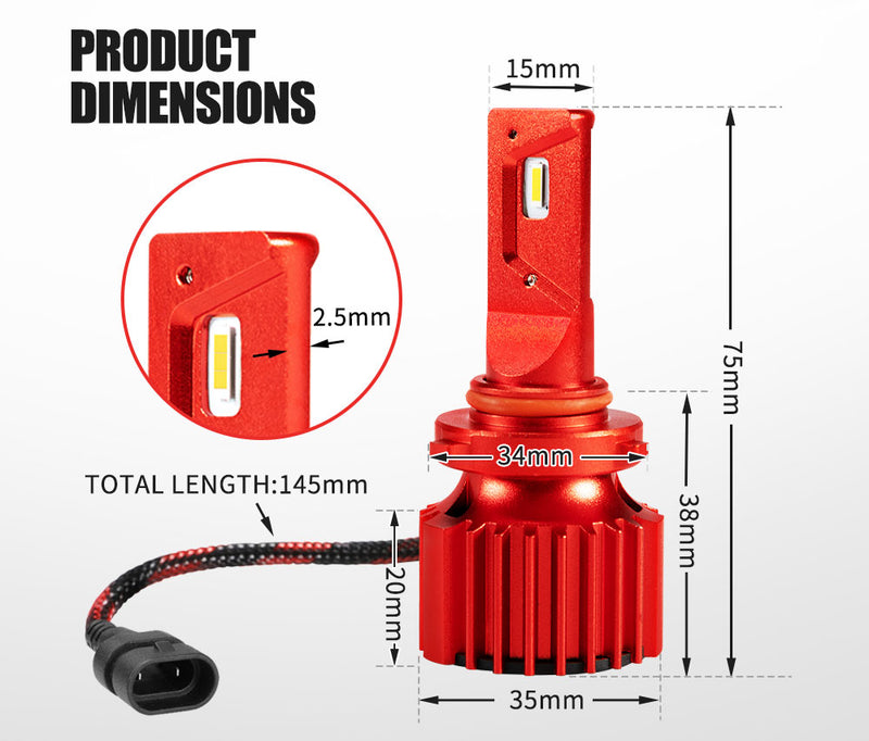 9005 HB3 LED Headlight Kit 50W 8000LM Globe Bulbs High/Low Beam