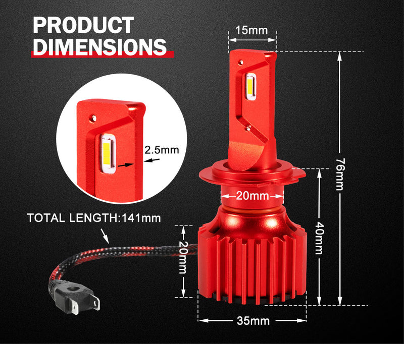 BUNKER INDUST H7 LED Headlight Kit 50W 8000LM Globe Bulbs High Or Low Beam White