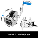 Hand Winch 3000KG/6615LBS 3 Speed Dyneema Webbing Strap Boat Car Marine 4WD 8M