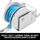 Hand Winch 2000KG/4410LBS 3 Speed Dyneema Synthetic Rope Boat Car Marine 4WD 10M