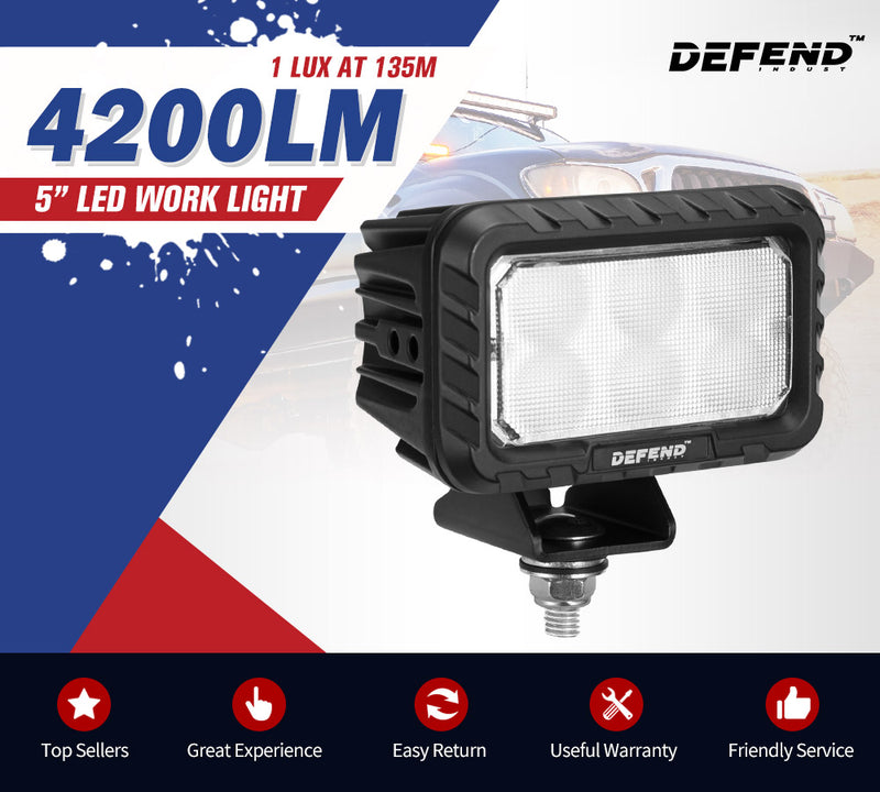5inch Square LED Work Light Flood Beam Truck Driving Lamp Offroad 4x4