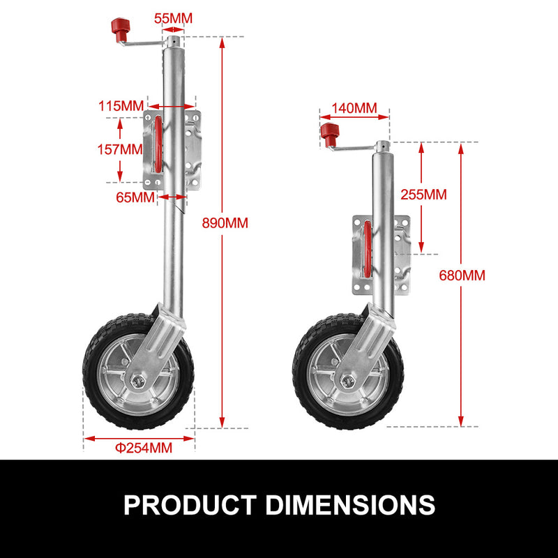 Jockey Wheel 10" Swing Up Solid Wheel 1000KG Caravan Boat Trailer Greasable