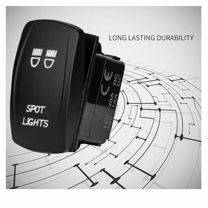 Laser Etched Rocker Switch for Spot Light Work Driving Lamp 4WD UTE 12V 24V