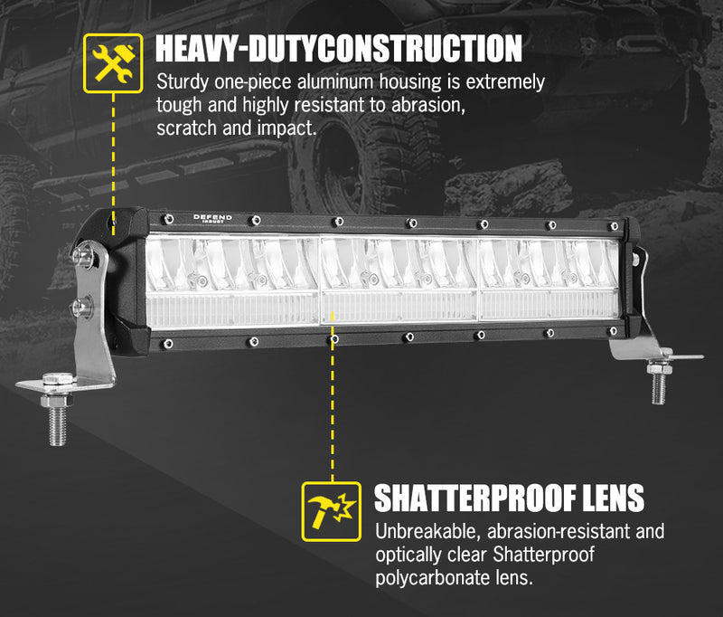 DEFEND 12inch CREE LED Light Bar Dual Row Spot Flood Driving OffRoad Truck 13"